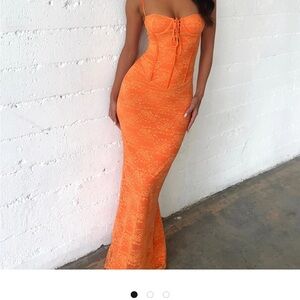 OUTCAST Elegant Orange Lace Dress